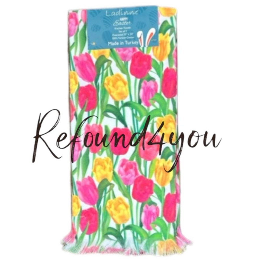 Ladinne - ‘Tulips 💐’ Dish Towels (2)  NWT. Firm!